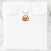 Bunny in Pumpkin Niedlich Bunnies Happy Halloween Runder Aufkleber (Tasche)