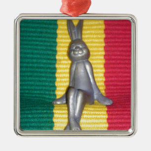 Bunny in Rasta Colors: Eine Touch Groovy Art Print Ornament Aus Metall