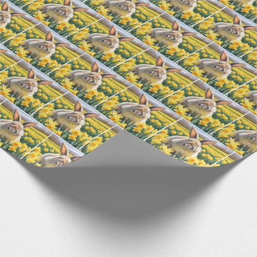 Bunny in Spring Daffodien Geschenkpapier (Ecke)