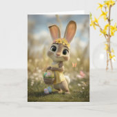 Bunny in Yellow w/ Flower Crown & Easter Basket Karte (Gelbe Blume)