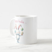 Bunny Juggling farbenfrohe Ostereier Kaffeetasse (Vorderseite Links)