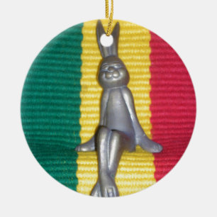 Bunny - Kaninchen in Rasta Colors: Eine Touch Groo Keramik Ornament