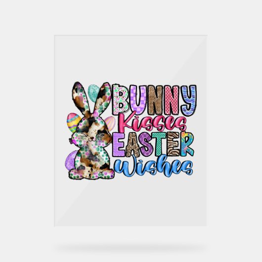 Bunny Kisses Easter Wishes Acrylschild (Vorderseite)
