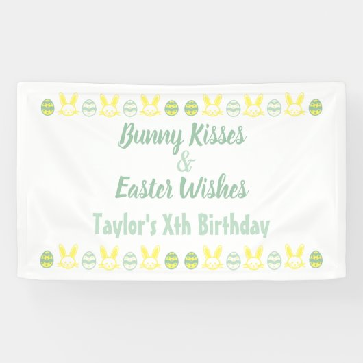 Bunny Kisses & Easter wünscht Geburtstag Banner (Horizontal)