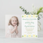 Bunny Kisses & Easter wünscht Geburtstag Einladung (Stehend Vorderseite)