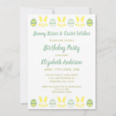 Bunny Kisses & Easter wünscht Geburtstag Einladung (Vorderseite)