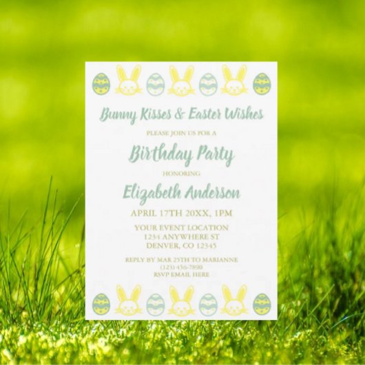 Bunny Kisses & Easter wünscht Geburtstag Einladung