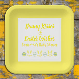 Bunny Kisses & Oaster wünscht Baby-Dusche Pappteller