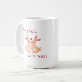Bunny Kisses, Ostern Wünsche auf dem Weg Kaffeetasse (Vorderseite Links)
