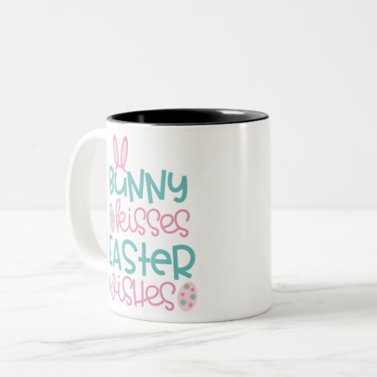 Bunny Kisses Osterweiße Zweifarbige Tasse (Vorderseite Links)