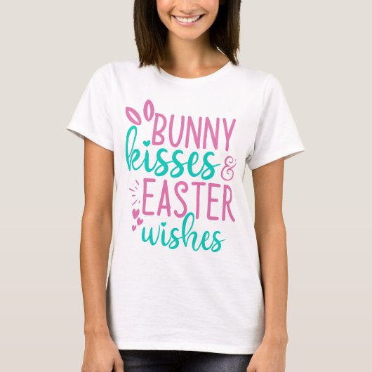 Bunny Kisses & Osterwünschungen T-Shirt (Vorderseite)
