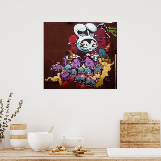 Bunny Kitspray Farbe an der Wand Poster (Küche)