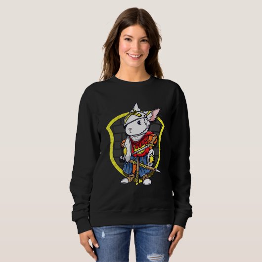 Bunny Knight Niedlich mittelalterliches Rabbit Rit Sweatshirt (Vorne ganz)