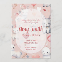 Bunny & Lamb Baby Shower Invitation – Watercolor Einladung