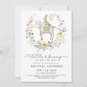 Bunny Lamb Balloon Wildblume Garden Baby Dusche Einladung (Vorderseite)