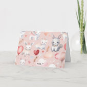 Bunny & Lamb Cupid Dankeskarten – Pastell Dankeskarte (Rückseite)