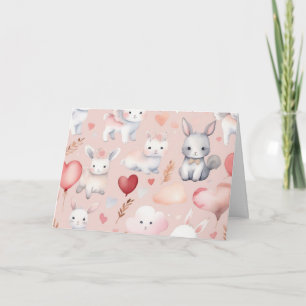Bunny & Lamb Cupid Dankeskarten – Pastell Dankeskarte