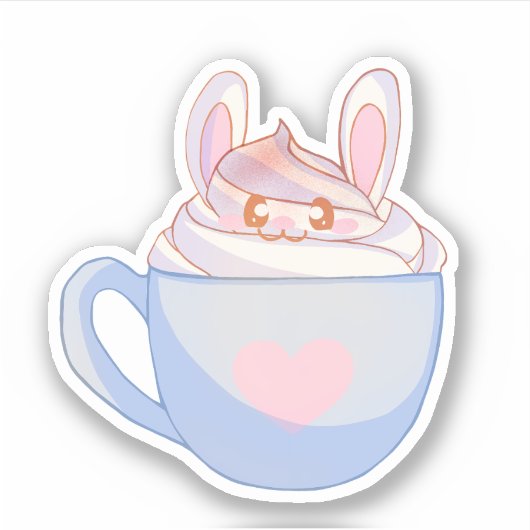 Bunny Latte mit Cinnamon Aufkleber (Vorderseite)