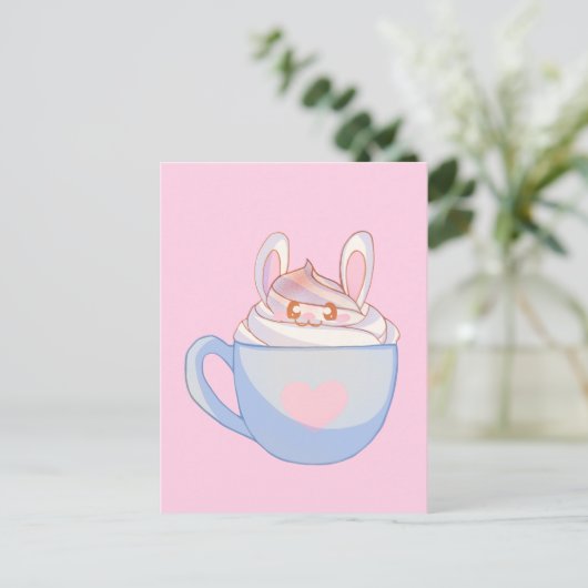 Bunny Latte mit Cinnamon Postkarte (Stehend Vorderseite)