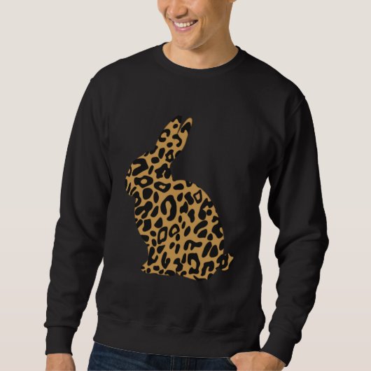 Bunny Leopard Cheetah Print Easter Gif Sweatshirt (Vorderseite)