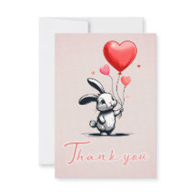 Bunny Liebe Balloons Danke-Card