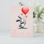 Bunny Liebe Balloons Danke-Card Dankeskarte (Stehend Vorderseite)