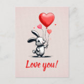 Bunny Liebe Balloons Postkarte (Vorderseite)