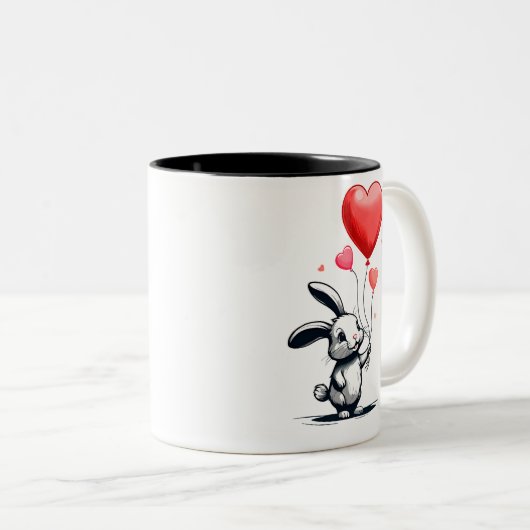 Bunny Liebe Balloons Zweifarbige Tasse (VorderseiteRechts)