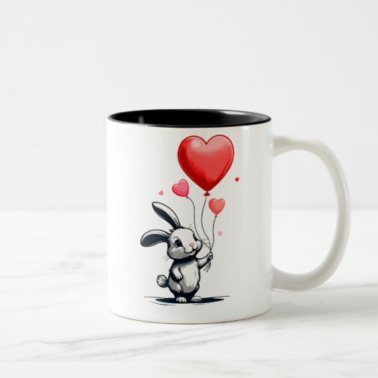 Bunny Liebe Balloons Zweifarbige Tasse (Rechts)