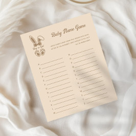 Bunny Light Beige Gender Reveal Baby Name Game