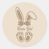 Bunny Light Beige Gender Reveal Team Girl Runder Aufkleber (Vorderseite)