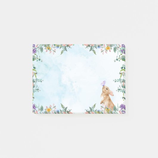 Bunny & Lilac Butterfly Post-it Notes Klebezettel (Vorderseite)