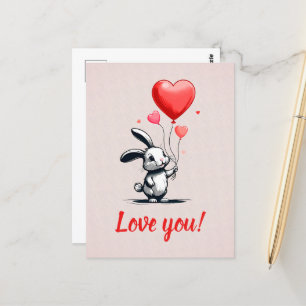 Bunny Love Ballons  Postkarte