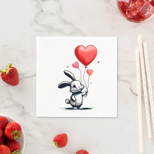 Bunny Love Ballons Serviette (Beispiel)