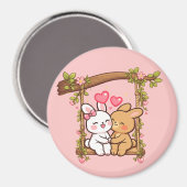 Bunny Love Series — Cute Romantic Rabbit Art Magnet (Vorderseite/Rückseite)