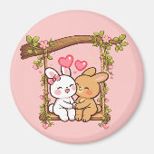 Bunny Love Series — Cute Romantic Rabbit Art Magnet (Vorne)