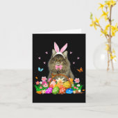 Bunny Maine Coon Cat Easter Illustration Karte (Gelbe Blume)