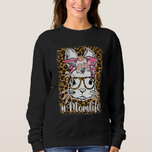 Bunny Mama Bunny Ears Glasses Bow Mama Life Messy Sweatshirt