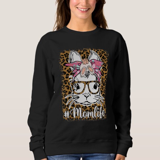 Bunny Mama Bunny Ears Glasses Bow Mama Life Messy Sweatshirt (Vorderseite)