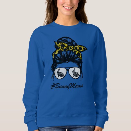 Bunny Mama Messy Bun Sunflower Rabbit Mama Messy Sweatshirt (Vorderseite)