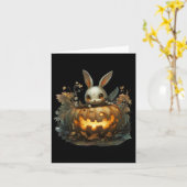 Bunny Mayhem Creepy Halloween Bunny Pumpkin Karte (Gelbe Blume)