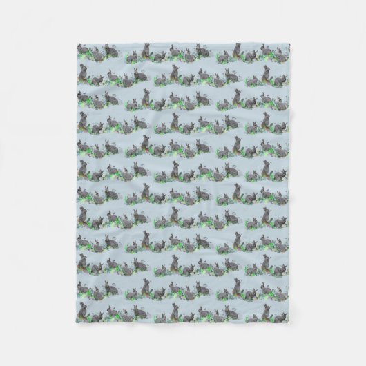 Bunny Meadow Fleece Blanket (Light Blue) (Vorderseite)