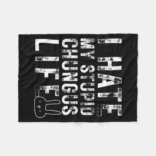 Bunny Meme I Hate My Stud Chungus Life  Fleecedecke (Vorderseite (Horizontal))