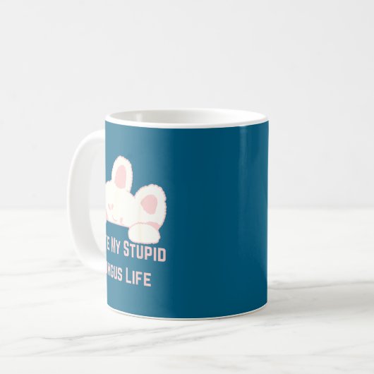 Bunny Meme I Hate My Stud Chungus Life Kaffeetasse (Vorderseite Links)