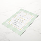 Bunny Mint Gingham Christening Foil Einladung (Gedreht)