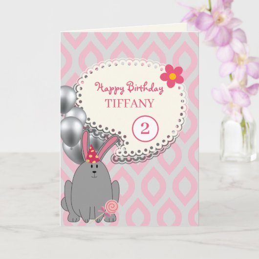 Bunny mit Balloons Karte (Orchidee)