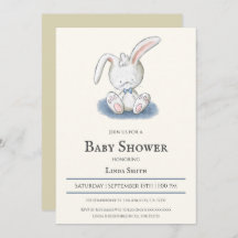 Bunny mit Blue Bow Krawatte Boy Baby Dusche