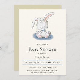 Bunny mit Blue Bow Krawatte Boy Baby Dusche Einladung
