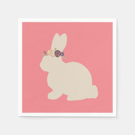 Bunny mit Blume Headband Malerei Napkins Serviette (Vorderseite)