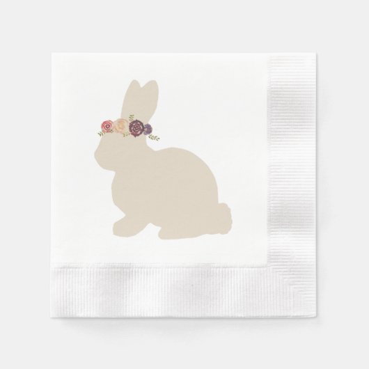 Bunny mit Blume Headband Malerei Serviette (Vorderseite)